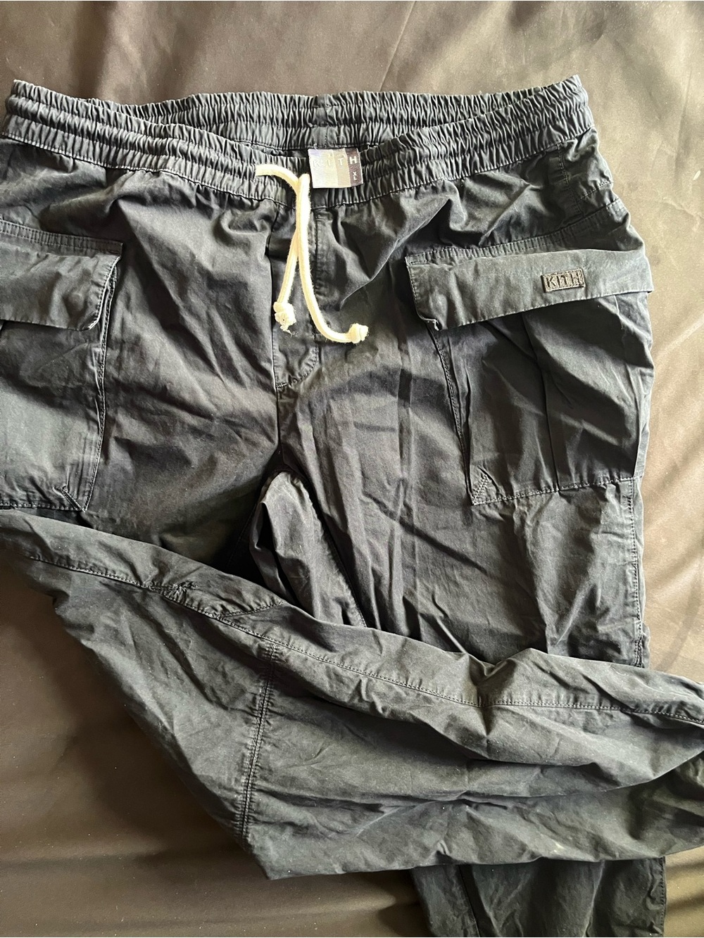 Kith Men's Dark Gray Cargo Pants with Drawstring